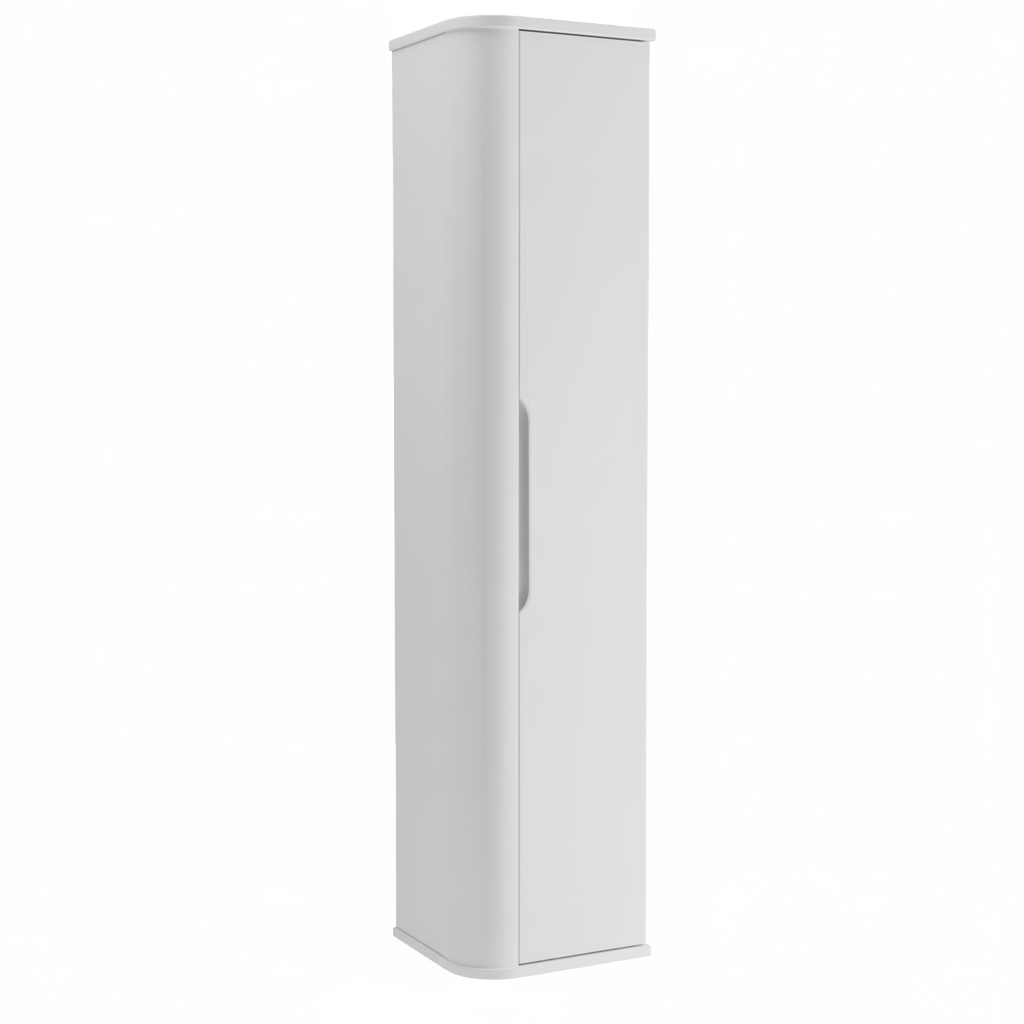 Dulap inalt pentru baie 160 cm, margini rotunjite, cu rafturi Luma - Alb