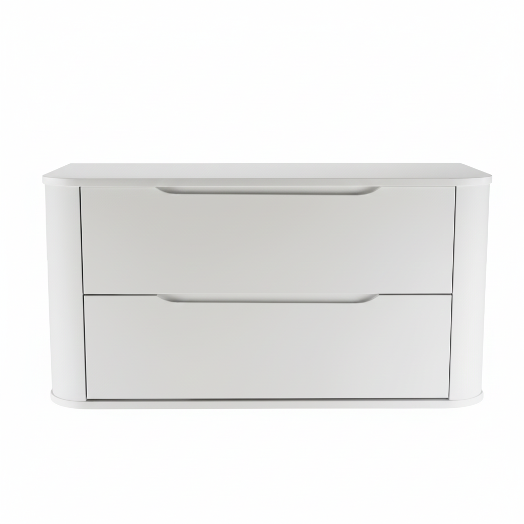 Dulap pentru lavoar 100 cm, 2 sertare, margini rotunjite Luma - Alb
