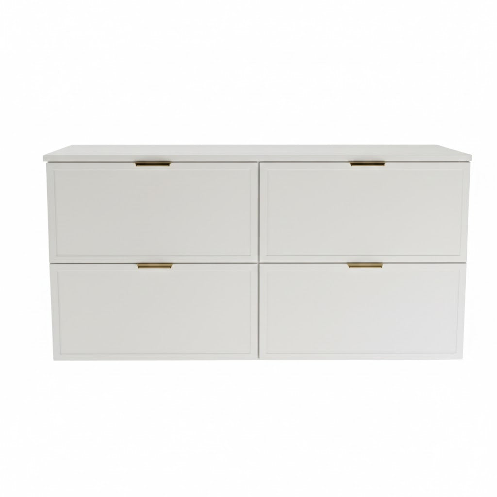 Dulap pentru lavoar 120 cm fronturi cu rama decorativa, 4 sertare Roma - Alb