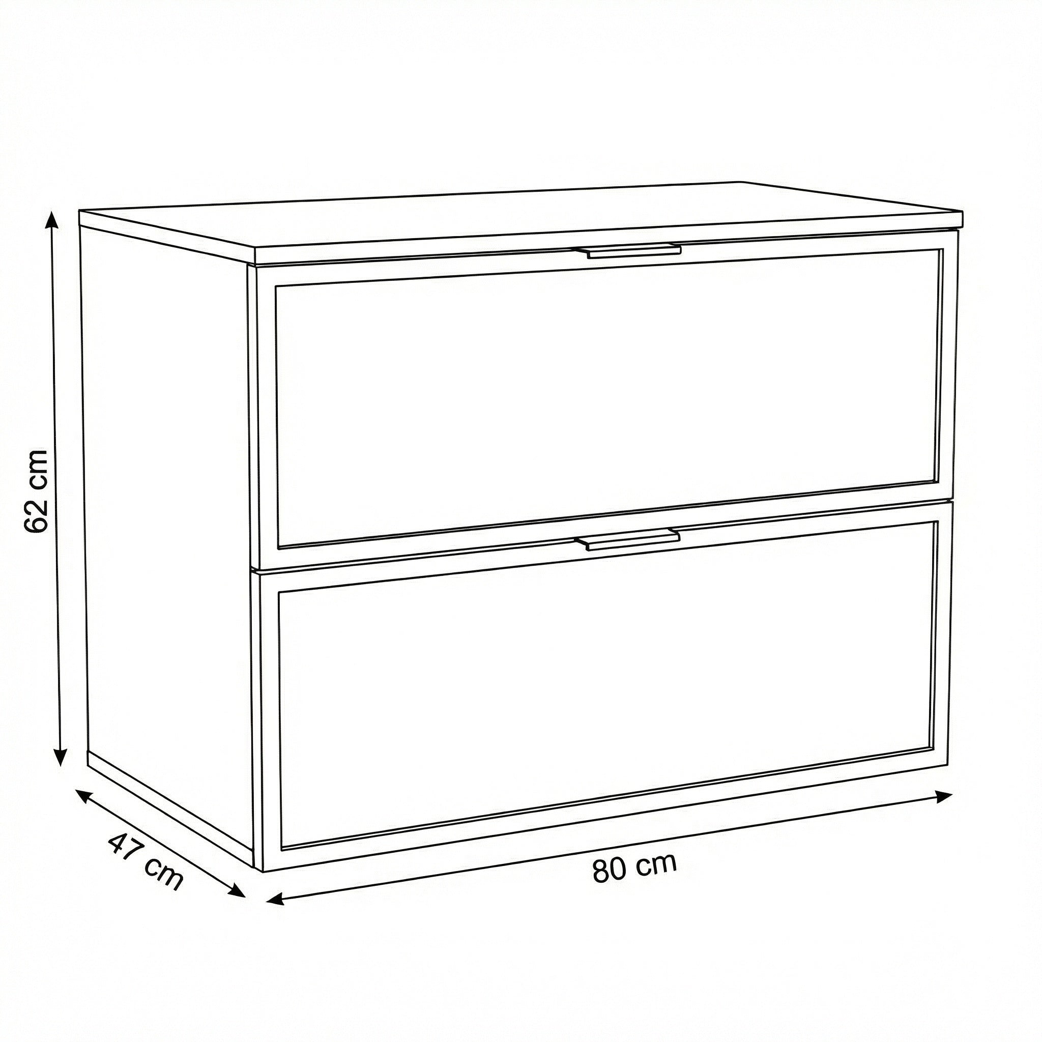 Dulap pentru lavoar 80 cm, 2 sertare, fronturi cu rama decorativa Roma - Casmir/Nuc inchis