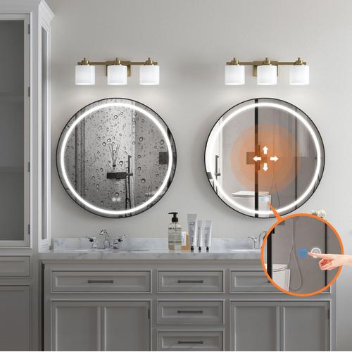 Oglinda de perete cu LED-uri MMJ Negru - 60 cm