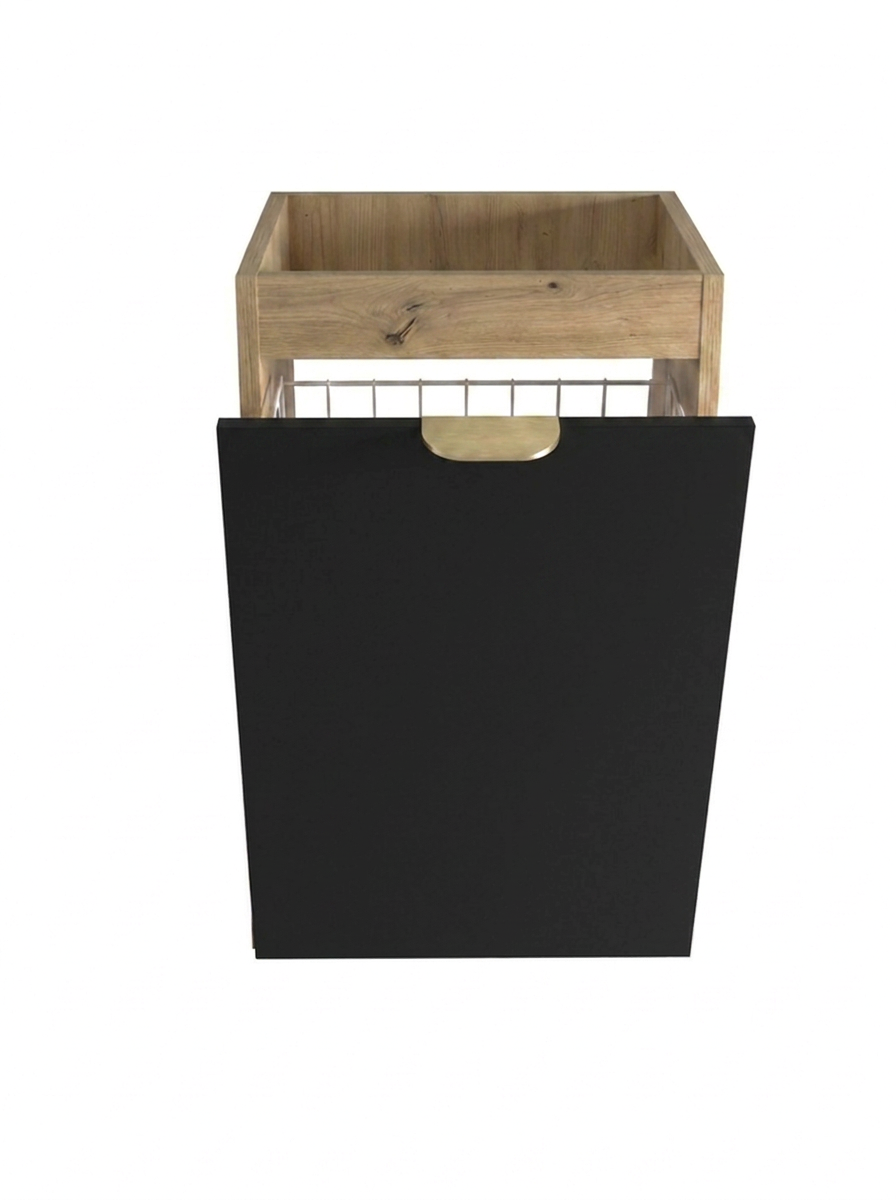 Dulap de baie 40 cm cos de rufe, fronturi netede Orio, fara blat - Negru/Stejar artizanal