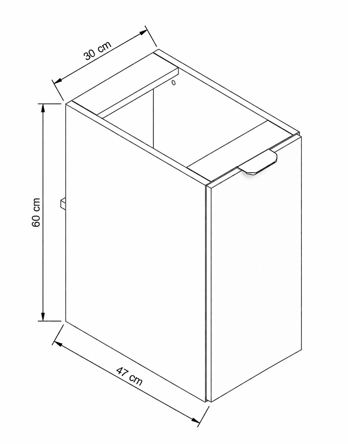 Dulap de baie 30 cm cu 1 usa, fronturi netede Orio - Casmir