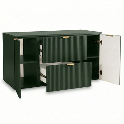 Dulap pentru lavoar 120 cm cu 2 usi, cu 2 sertare, fronturi canelate Willy - Verde