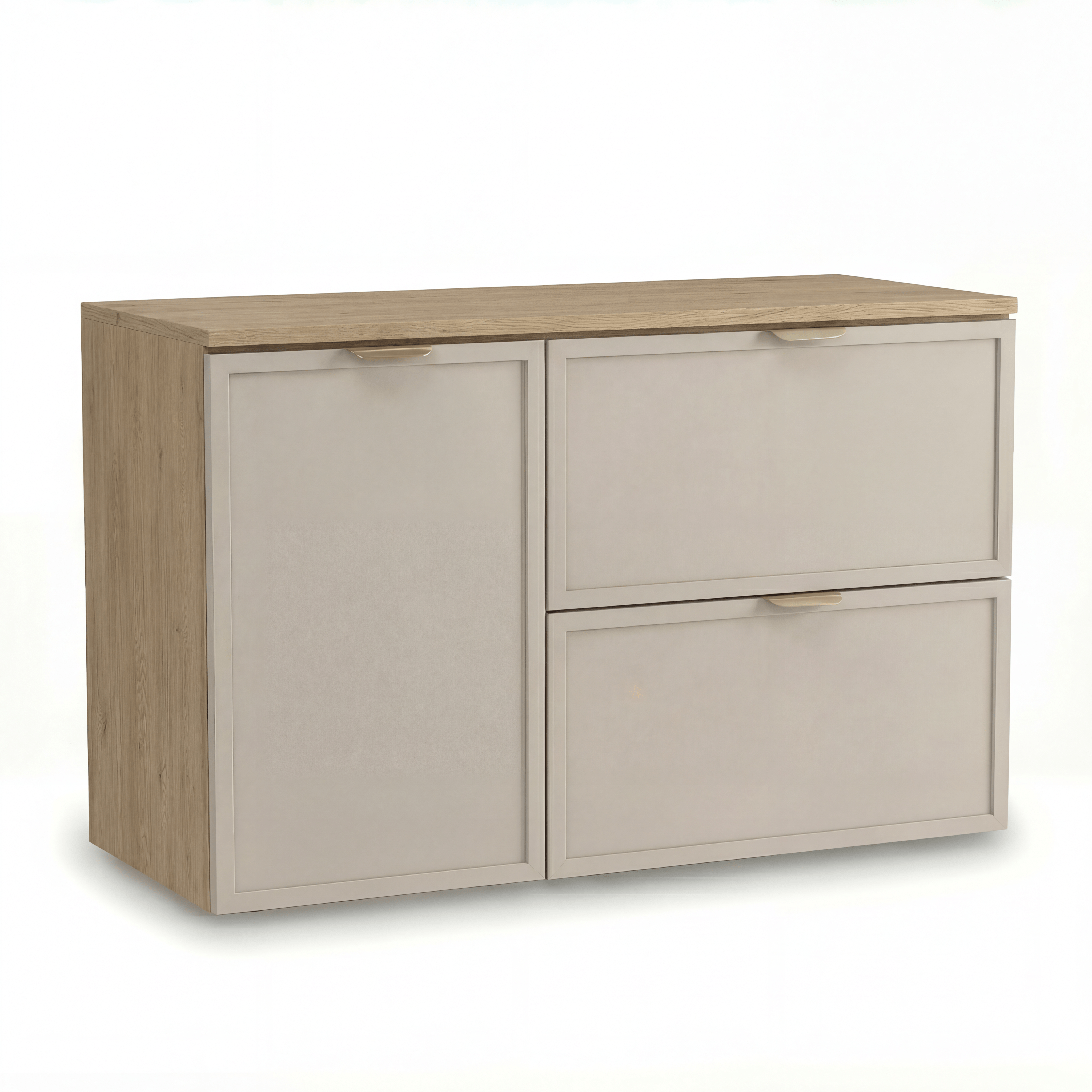 Dulap pentru lavoar 100 cm, cu cos de rufe, fronturi cu rama decorativa Roma - Casmir/Stejar Cremona