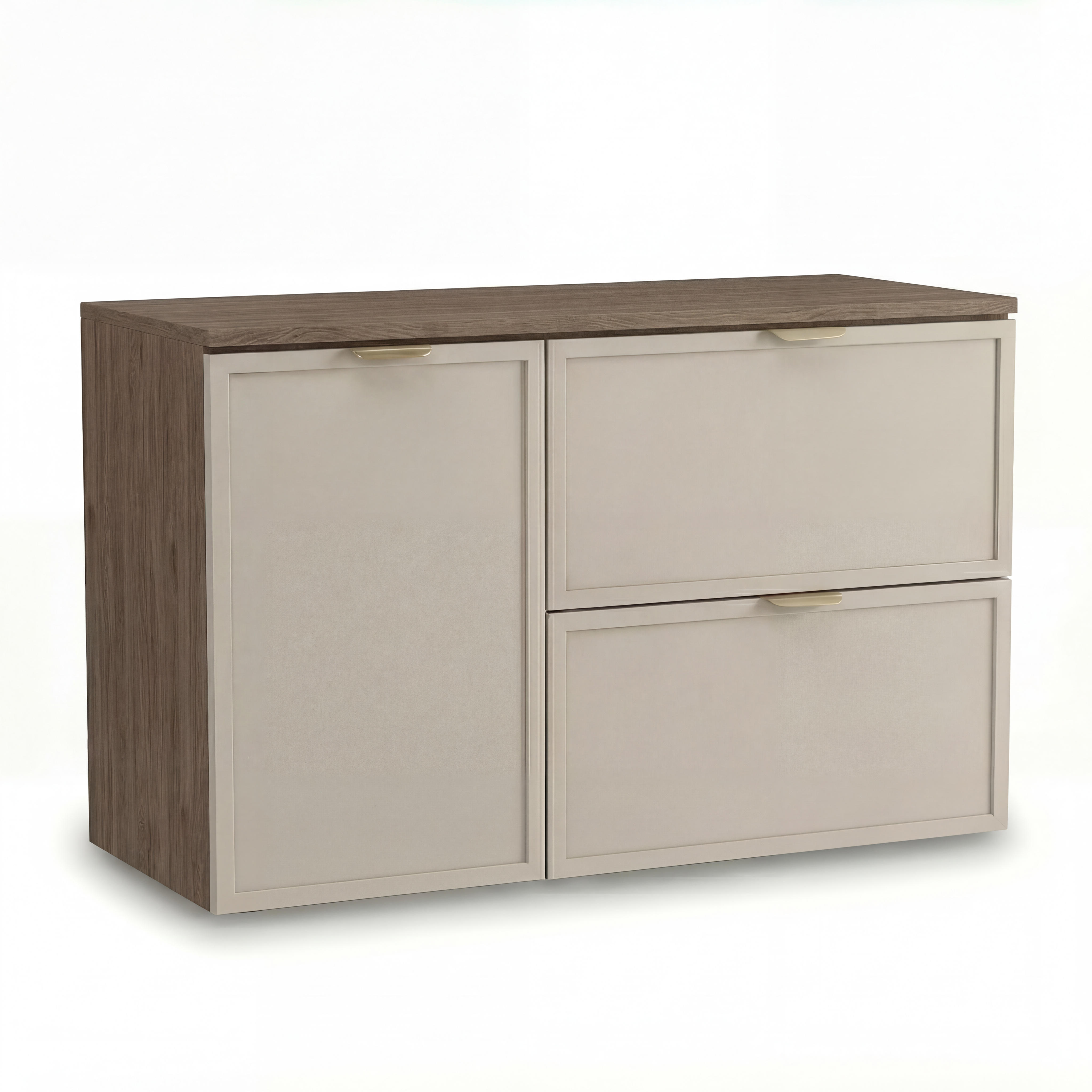 Dulap pentru lavoar 100 cm, cu cos de rufe, fronturi cu rama decorativa Roma - Casmir/Nuc inchis