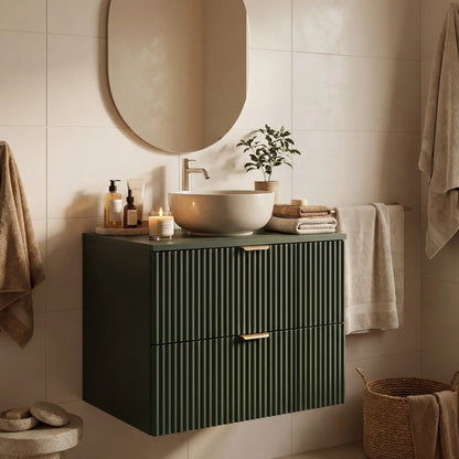 Dulap pentru lavoar 60 cm 2 sertare fronturi canelate Willy - Verde