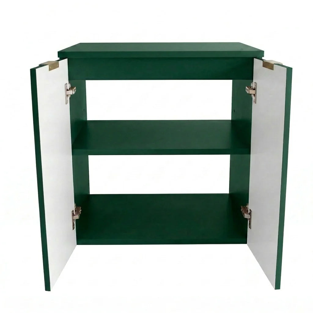 Dulap pentru lavoar 60 cm, cu 2 usi, fronturi canelate Willy - Verde