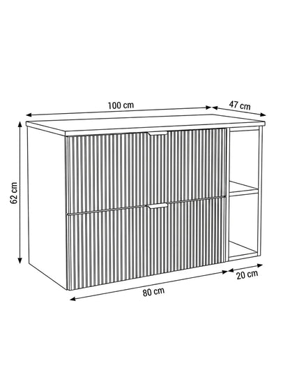 Dulap pentru lavoar 100 cm cu raft Willy - Verde, Nuc raft, Nuc top