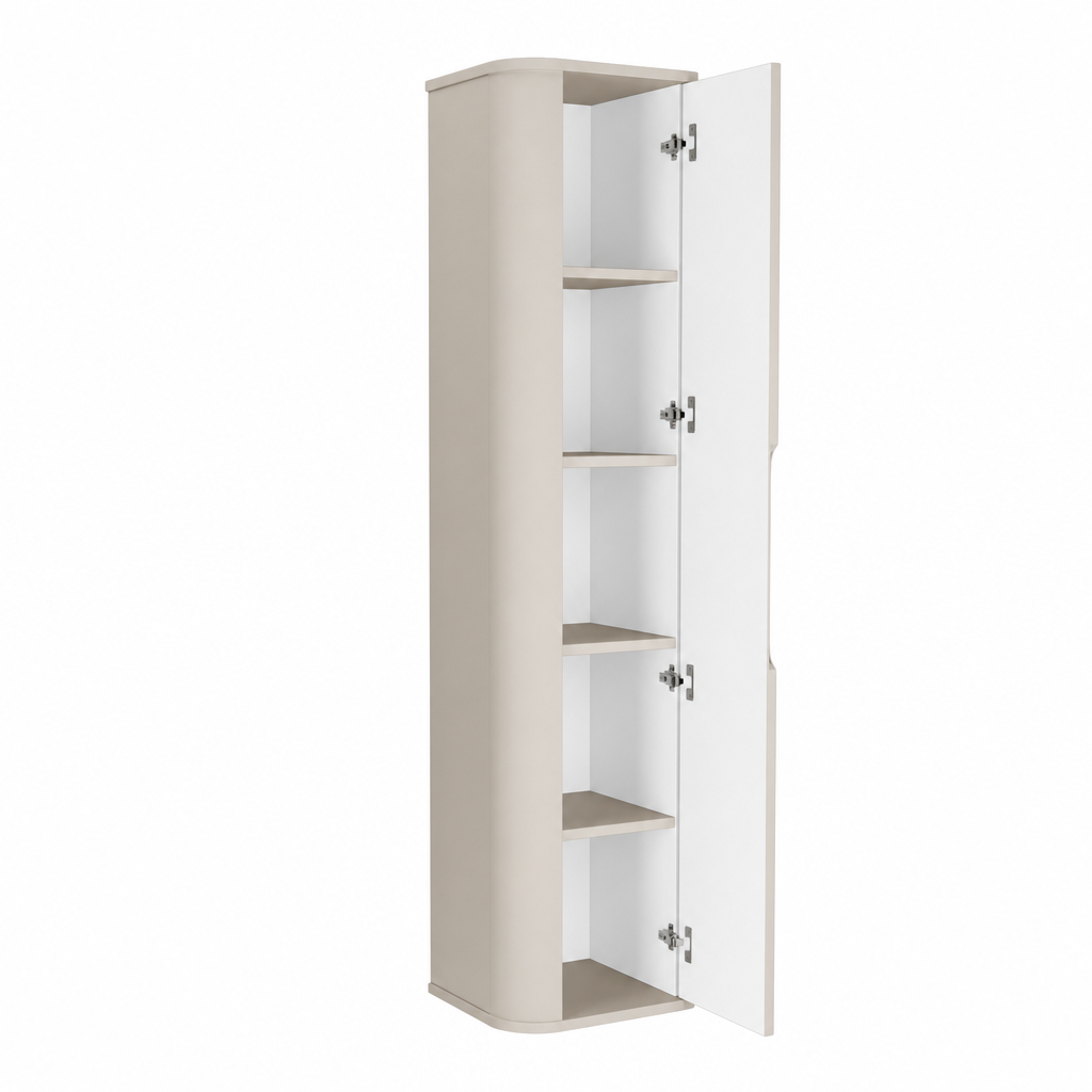 Dulap inalt pentru baie 160 cm, margini rotunjite, cu rafturi Luma - Casmir