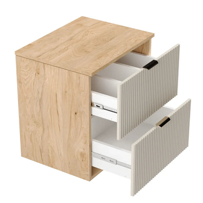 Dulap pentru lavoar 80 cm 2 sertare fronturi canelate Willy - Casmir/Nuc