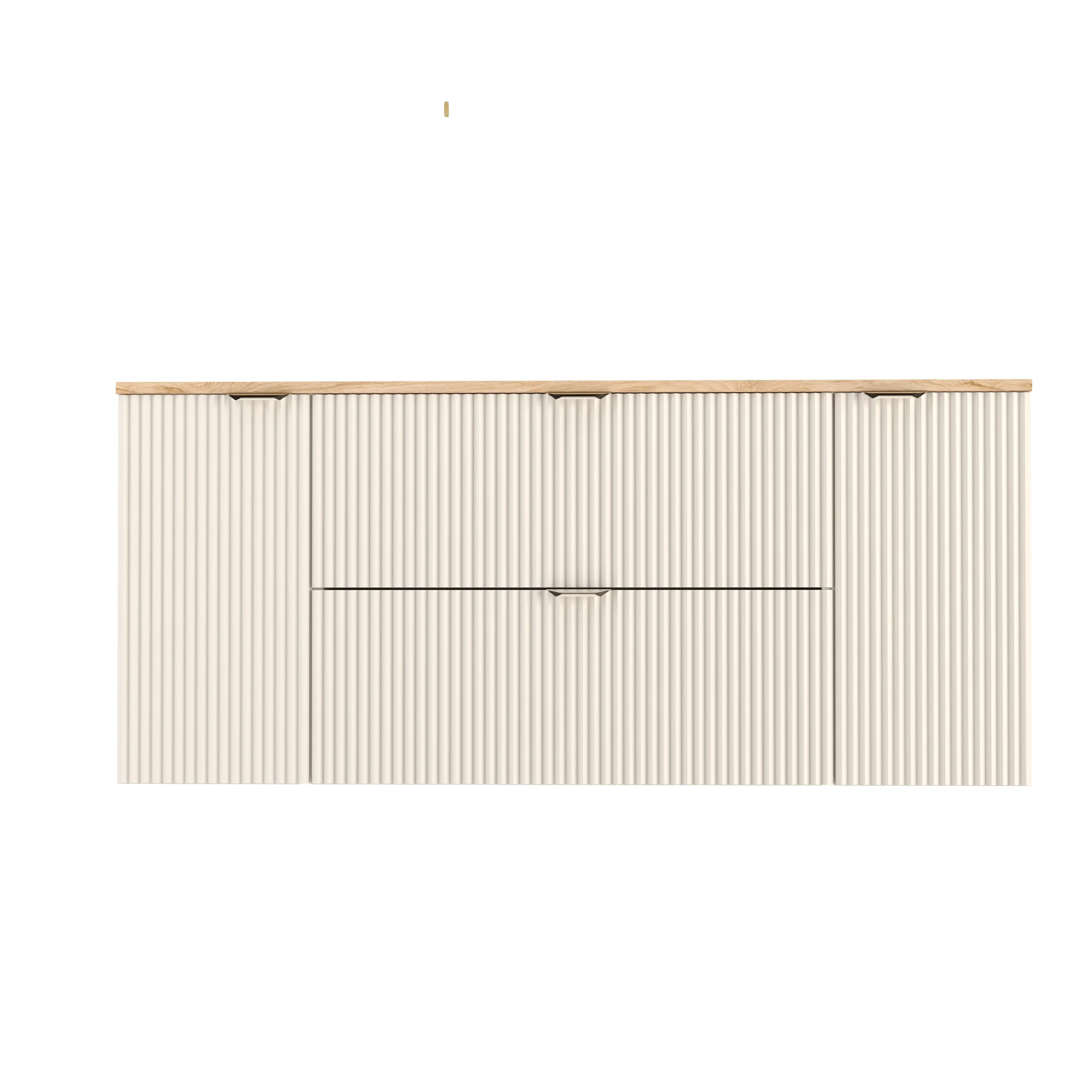 Dulap pentru lavoar 140 cm cu 2 usi, cu 2 sertare, fronturi canelate Willy - Casmir, Nuc top