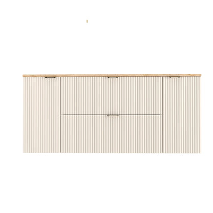 Dulap pentru lavoar 140 cm cu 2 usi, cu 2 sertare, fronturi canelate Willy - Casmir, Nuc top