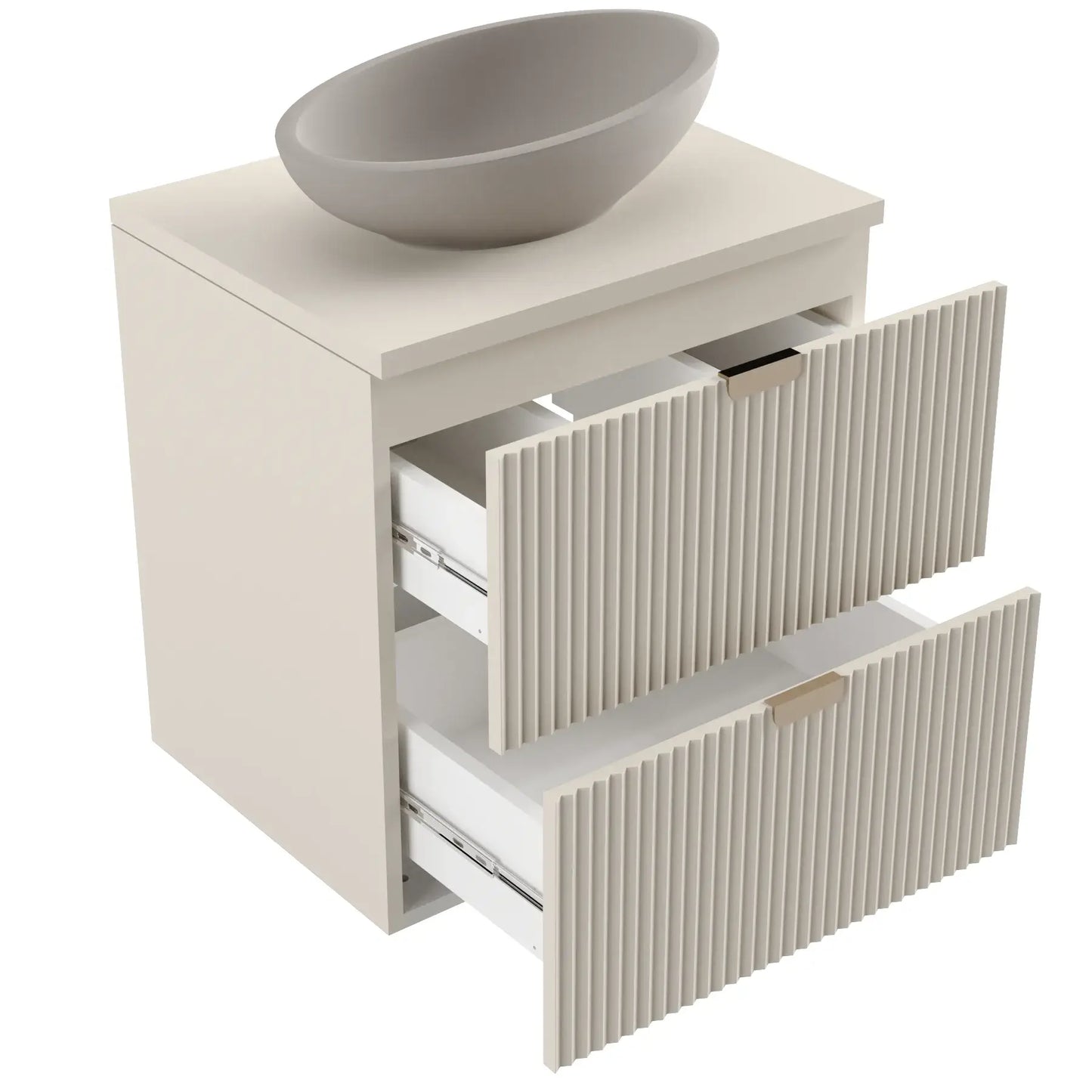 Dulap pentru lavoar 60 cm 2 sertare fronturi canelate Willy - Casmir