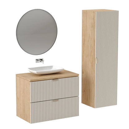 Dulap pentru lavoar 80 cm 2 sertare fronturi canelate Willy - Casmir/Nuc