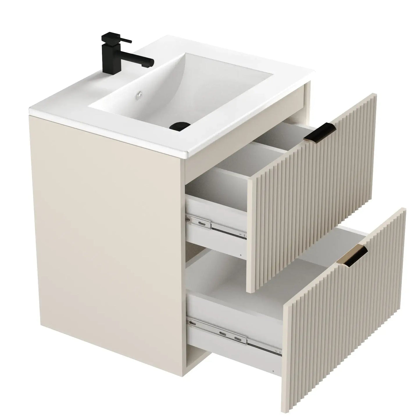 Dulap pentru lavoar 60 cm cu chiuveta, 2 sertare, fronturi canelate Willy - Casmir