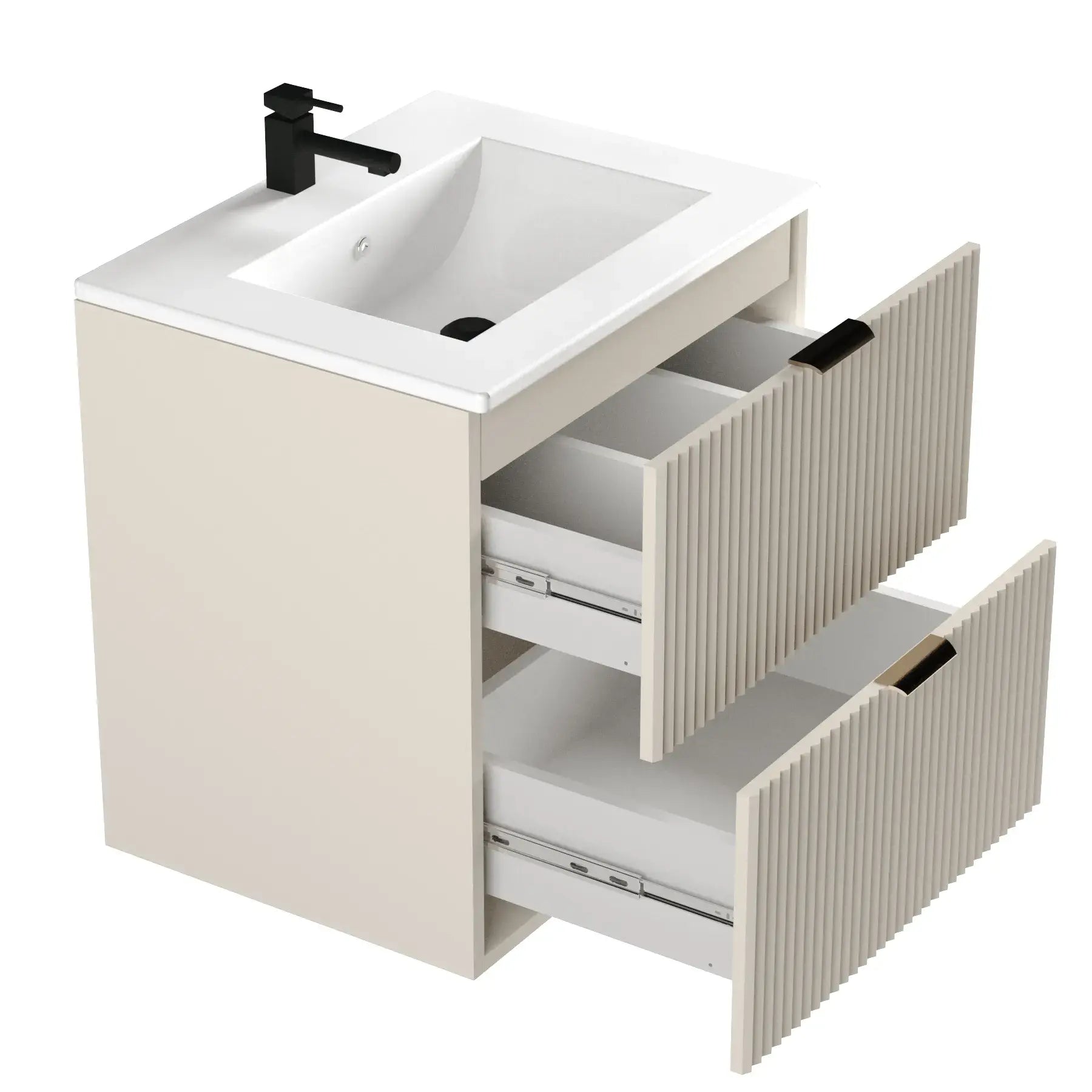 Dulap pentru lavoar 60 cm cu chiuveta, 2 sertare, fronturi canelate Willy - Casmir