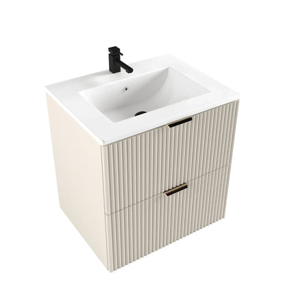 Dulap pentru lavoar 60 cm cu chiuveta, 2 sertare, fronturi canelate Willy - Casmir