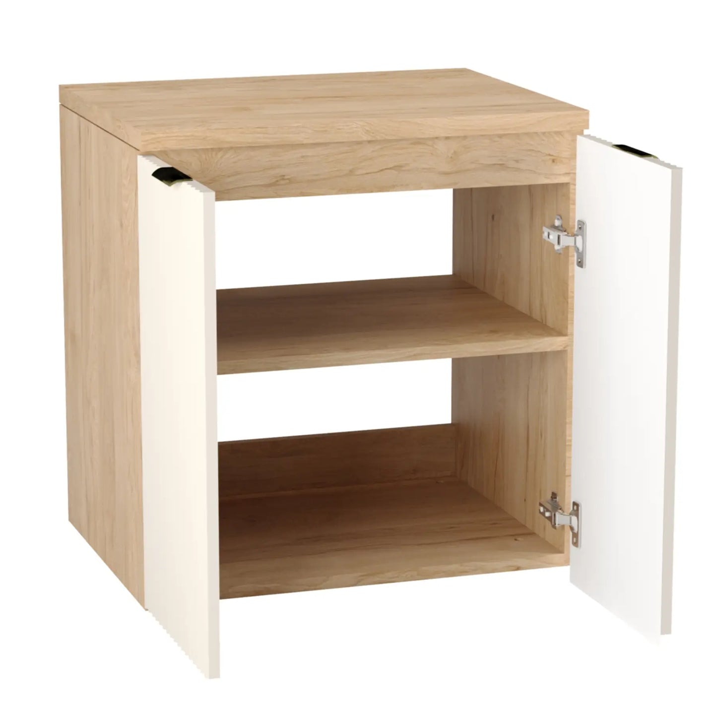 Dulap pentru lavoar 60 cm cu chiuveta, cu 2 usi, fronturi canelate Willy - Casmir/Nuc