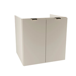 Dulap pentru lavoar 60 cm Orio Casmir, cu 2 uși netede și raft interior, mânere aurii sau negre, livrat fără blat, ideal pentru băi moderne și elegante.