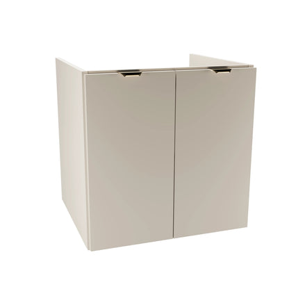 Dulap pentru lavoar 60 cm Orio Casmir, cu 2 uși netede și raft interior, mânere aurii sau negre, livrat fără blat, ideal pentru băi moderne și elegante.