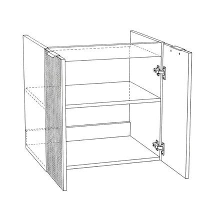 Dulap pentru lavoar 60 cm cu 2 usi, fronturi canelate, fara blat Willy - Alb