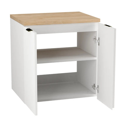 Dulap pentru lavoar 60 cm cu 2 usi, fronturi canelate Willy - Alb, Nuc top