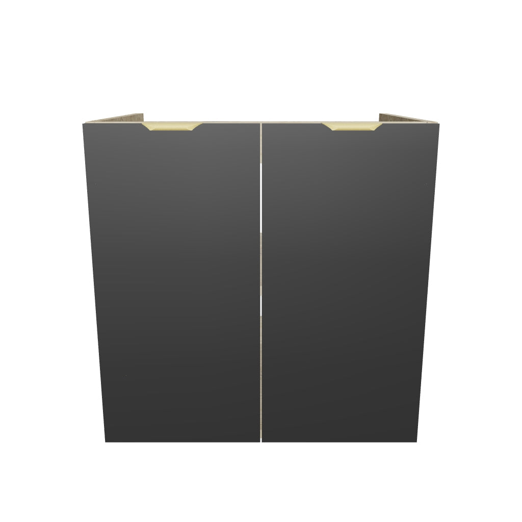Dulap pentru lavoar 60 cm cu 2 usi, fronturi netede, fara blat Orio - Negru/Stejar artizanal