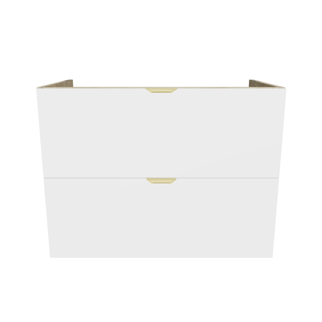 Dulap pentru lavoar 80 cm, 2 sertare, fronturi netede, fara blat Orio - Alb/Stejar artizanal