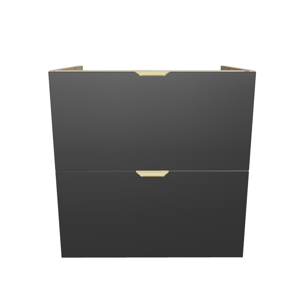 Dulap pentru lavoar 60 cm, 2 sertare, fronturi netede, fara blat Orio - Negru/Stejar artizanal