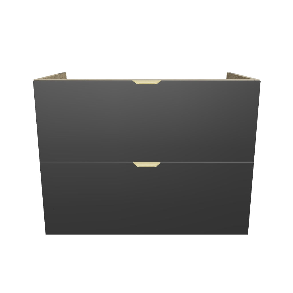 Dulap pentru lavoar 80 cm, 2 sertare, fronturi netede, fara blat Orio - Negru/Stejar artizanal