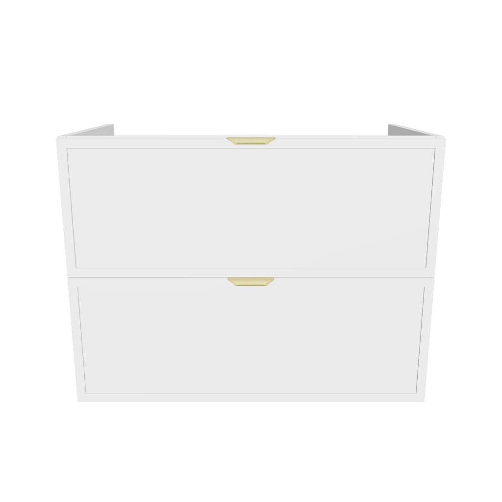 Dulap pentru lavoar 80 cm, 2 sertare, fronturi cu rama decorativa, fara blat Roma - Alb