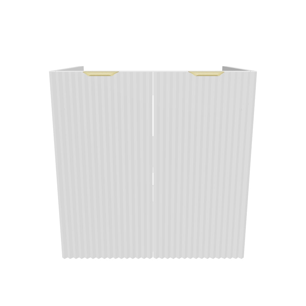 Dulap pentru lavoar 60 cm cu 2 usi, fronturi canelate, fara blat Willy - Alb