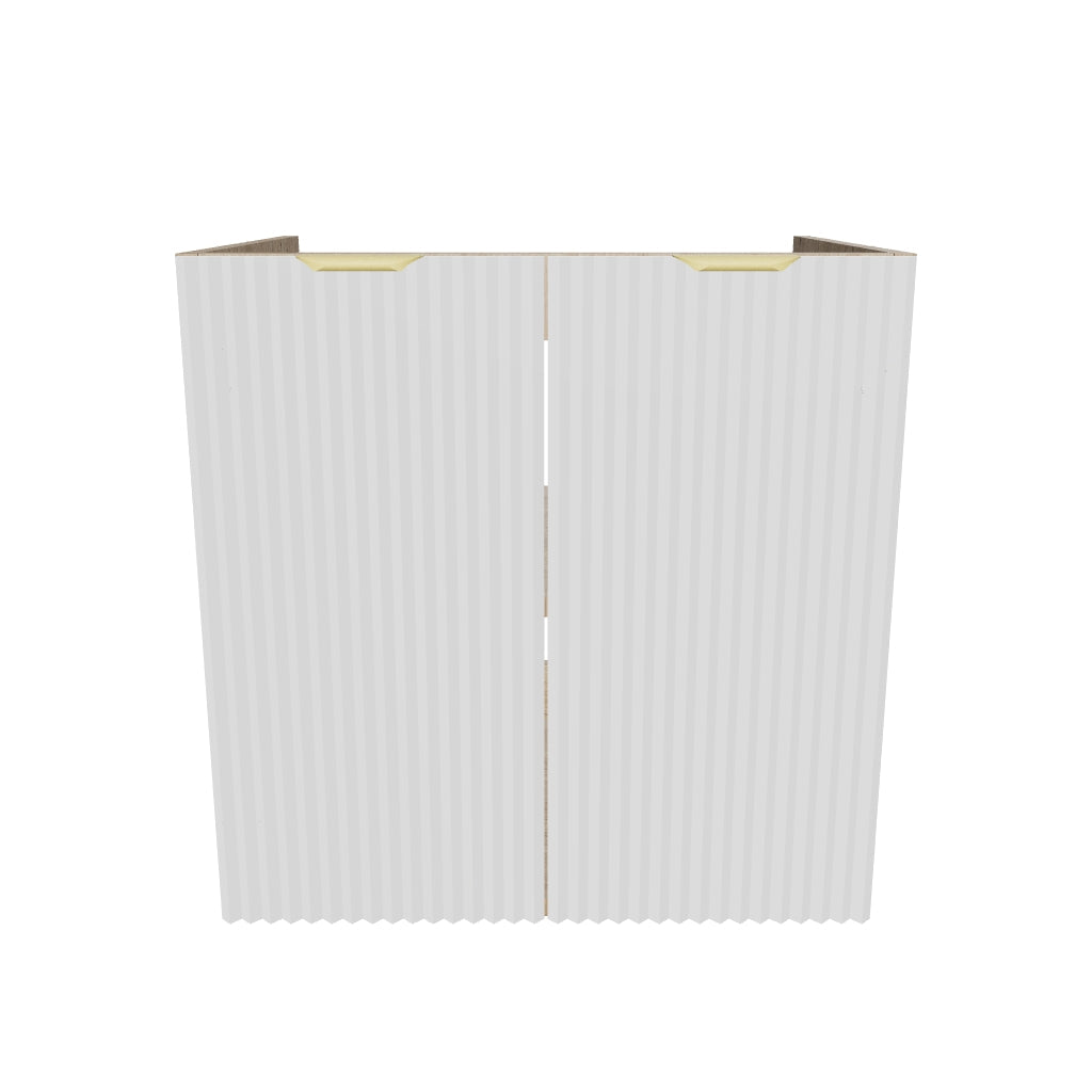 Dulap pentru lavoar 60 cm cu 2 usi, fronturi canelate, fara blat Willy - Alb/Nuc
