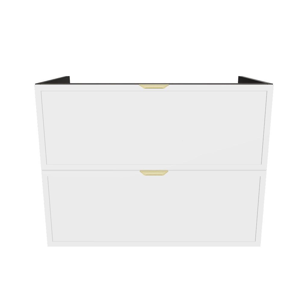 Dulap pentru lavoar 80 cm, 2 sertare, fronturi cu rama decorativa, fara blat Roma - Alb/Stejar Cremona