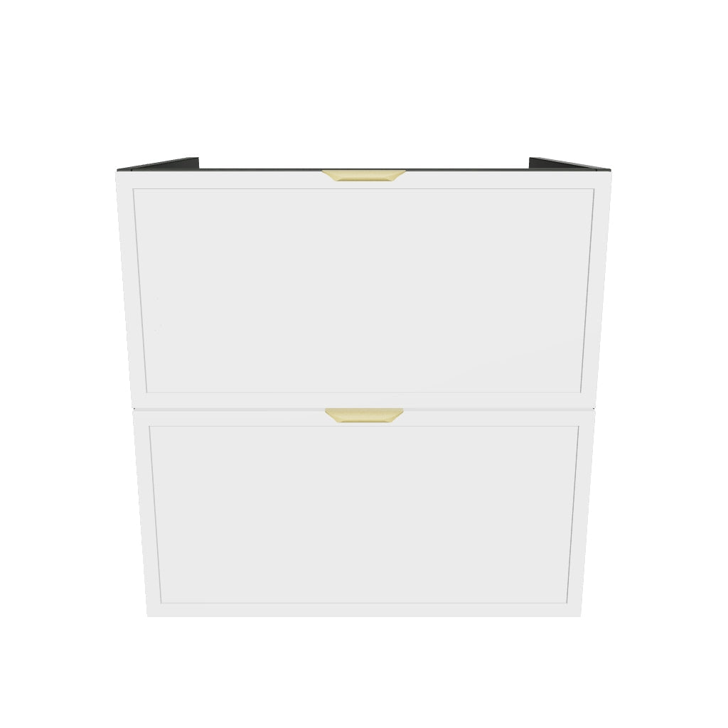 Dulap pentru lavoar 60 cm, 2 sertare, fronturi cu rama decorativa, fara blat Roma - Alb/Nuc inchis