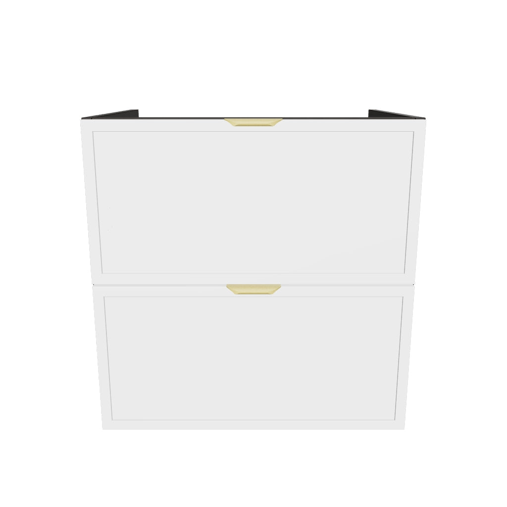 Dulap pentru lavoar 60 cm, 2 sertare, fronturi cu rama decorativa, fara blat Roma - Alb/Stejar Cremona