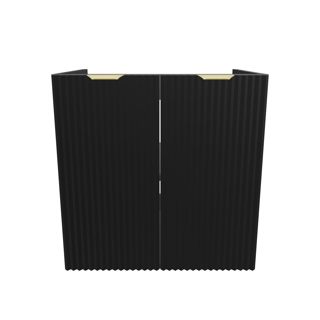 Dulap pentru lavoar 60 cm cu 2 usi, fronturi canelate, fara blat Willy - Negru