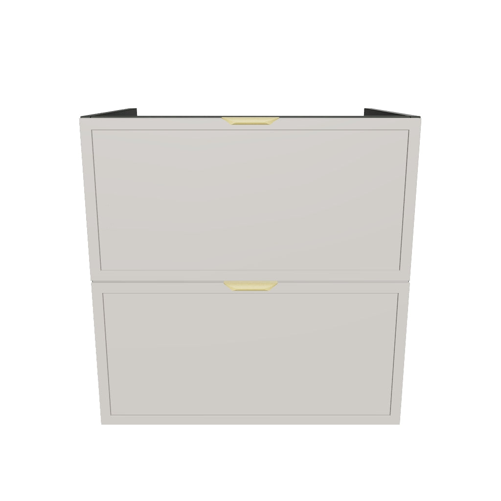 Dulap pentru lavoar 60 cm, 2 sertare, fronturi cu rama decorativa, fara blat Roma - Casmir/Nuc inchis