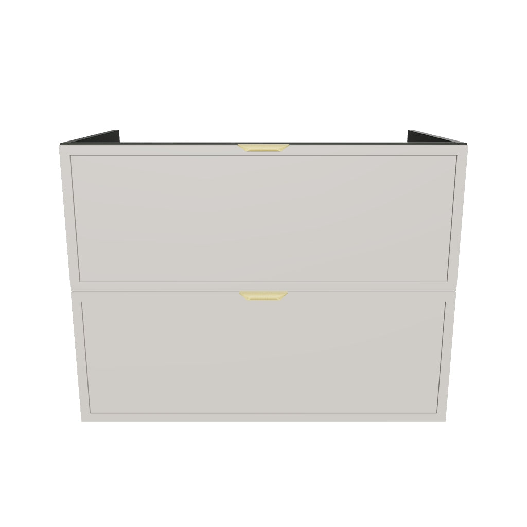 Dulap pentru lavoar 80 cm, 2 sertare, fronturi cu rama decorativa, fara blat Roma - Casmir/Nuc inchis
