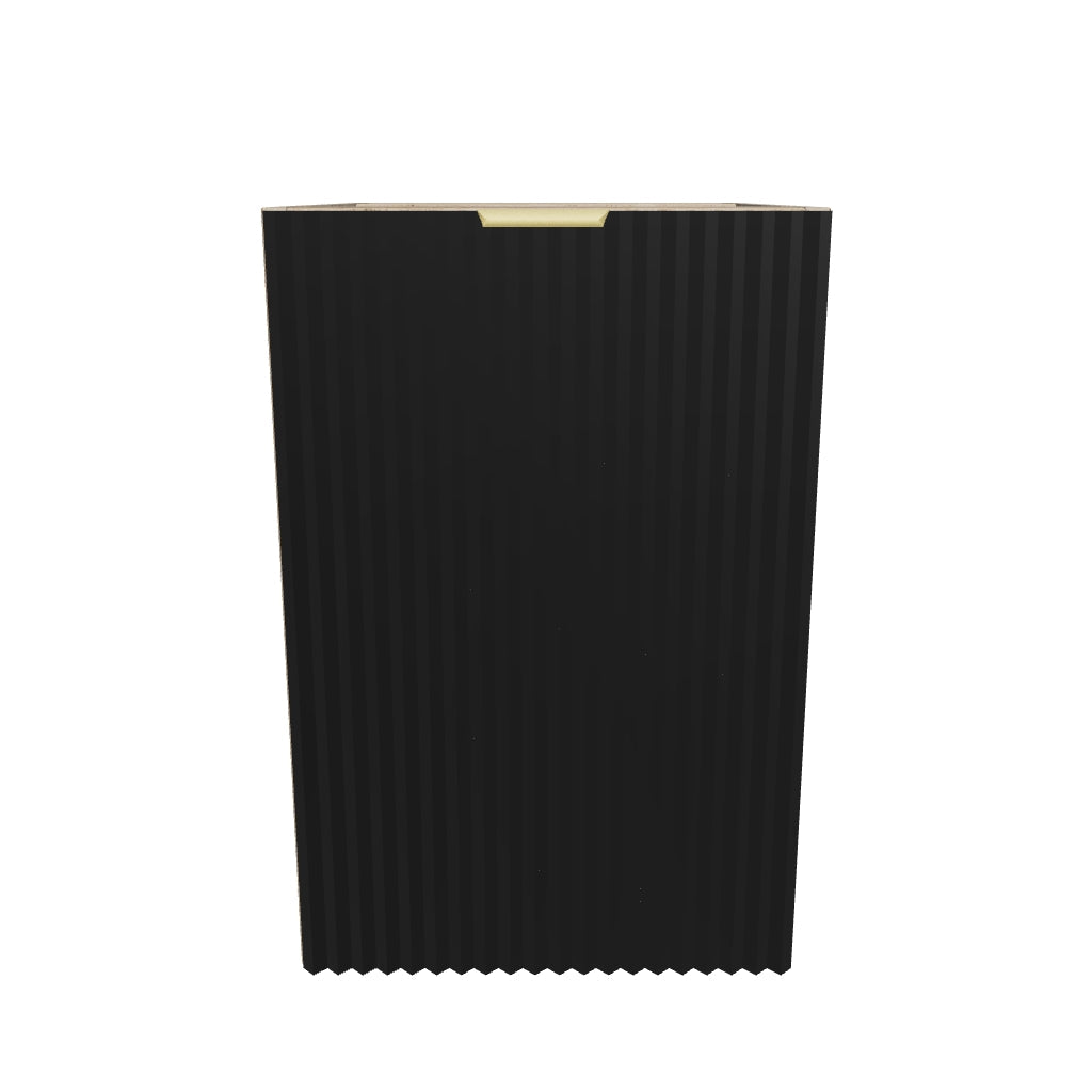 Dulap de baie 40 cm cos de rufe, fronturi canelate Willy, fara blat - Negru/Nuc