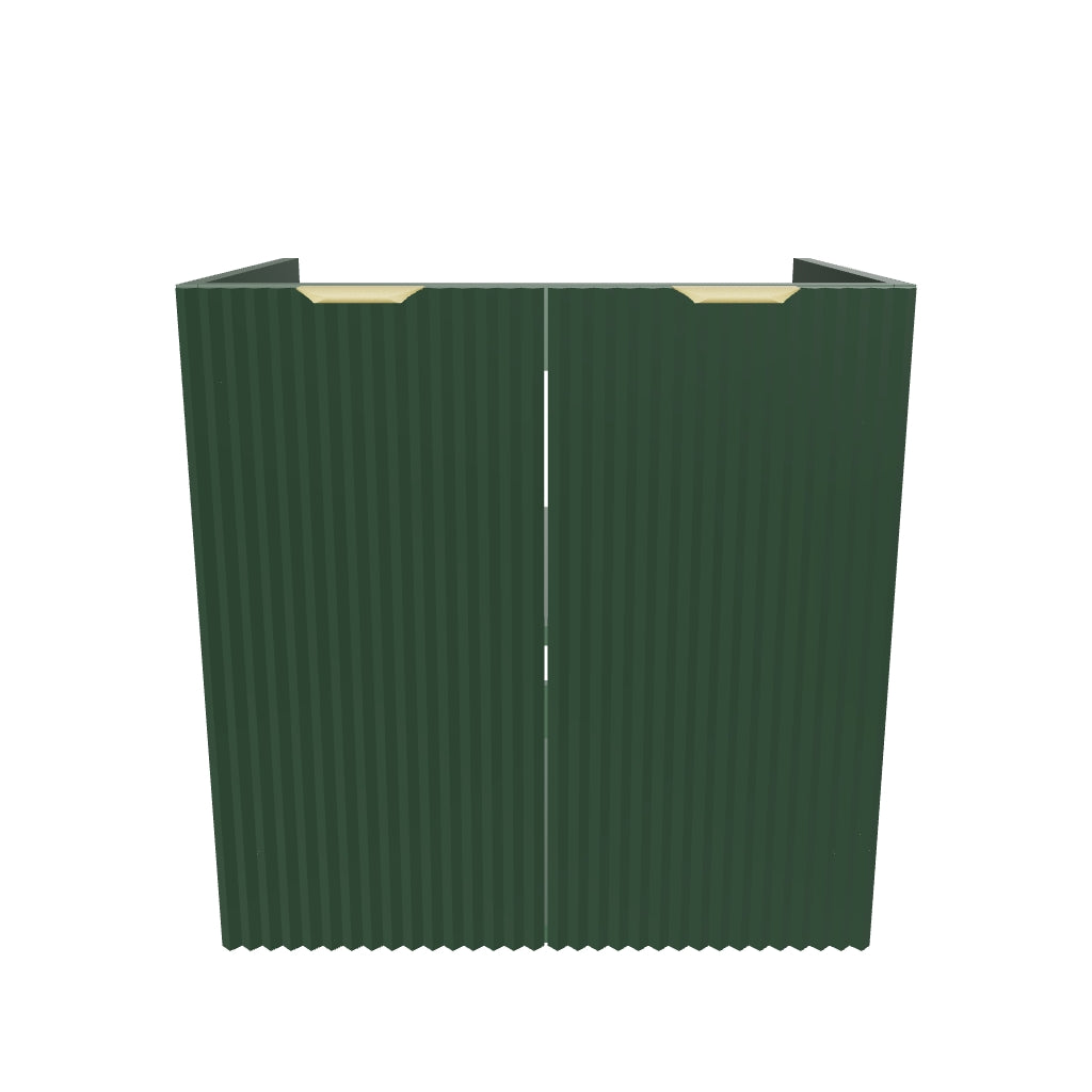 Dulap pentru lavoar 60 cm cu 2 usi, fronturi canelate, fara blat Willy - Verde