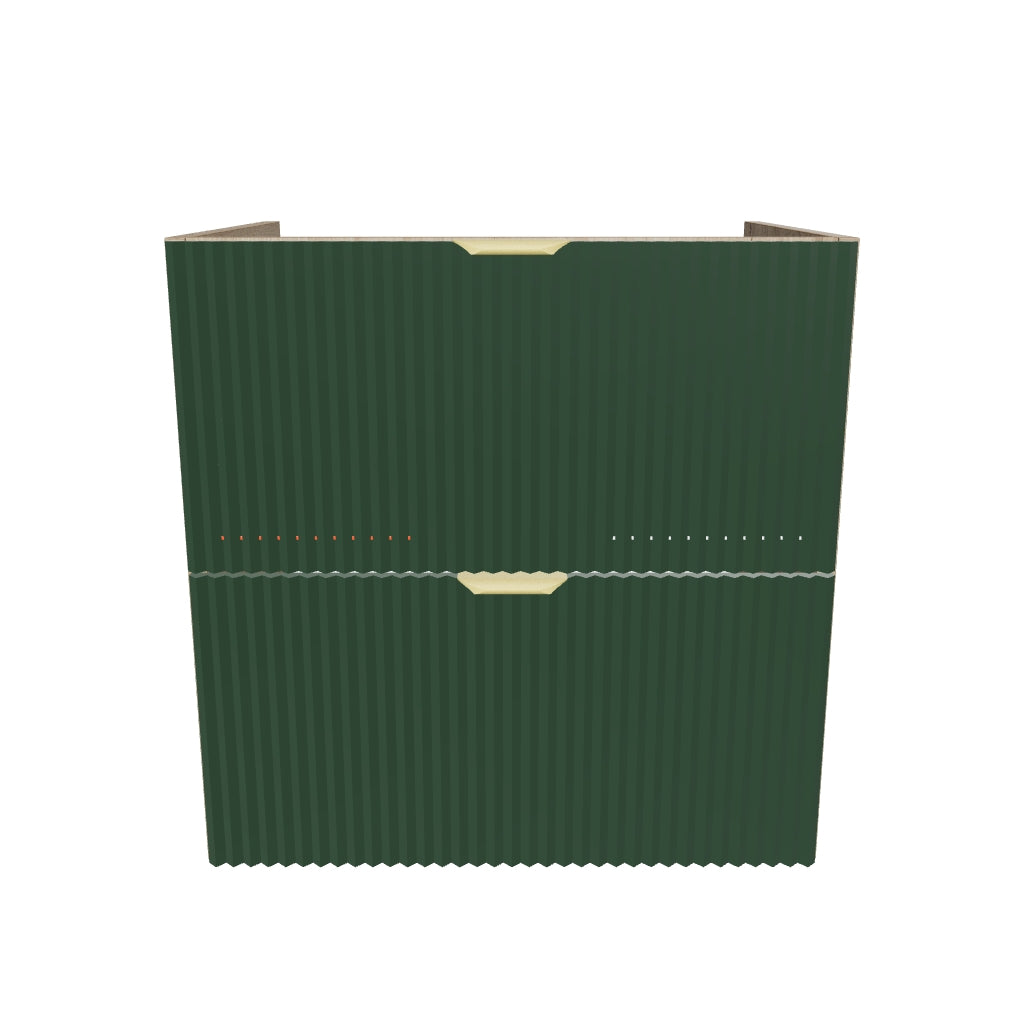 Dulap pentru lavoar 60 cm, 2 sertare, fronturi canelate, fara blat Willy - Verde/Nuc