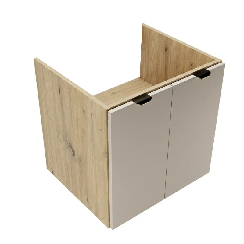 Dulap pentru lavoar 60 cm cu 2 usi, fronturi netede, fara blat Orio - Casmir/Stejar artizanal