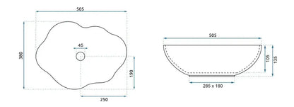 Chiuvetă Pearl 50 cm - Alb Ceramică