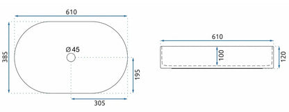 Chiuvetă Nadia 60 cm - Alb Ceramică