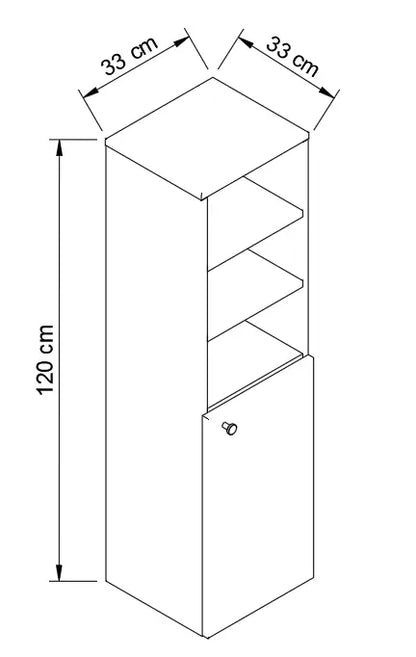 Dulap înalt pentru baie 120 cm, 1 ușă, semi-deschisă Beti - Cappuccino