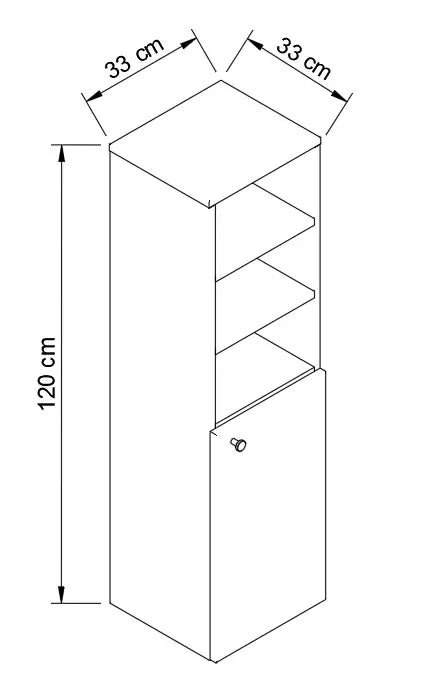 Dulap înalt pentru baie 120 cm, 1 ușă, semi-deschisă Beti - Casmir