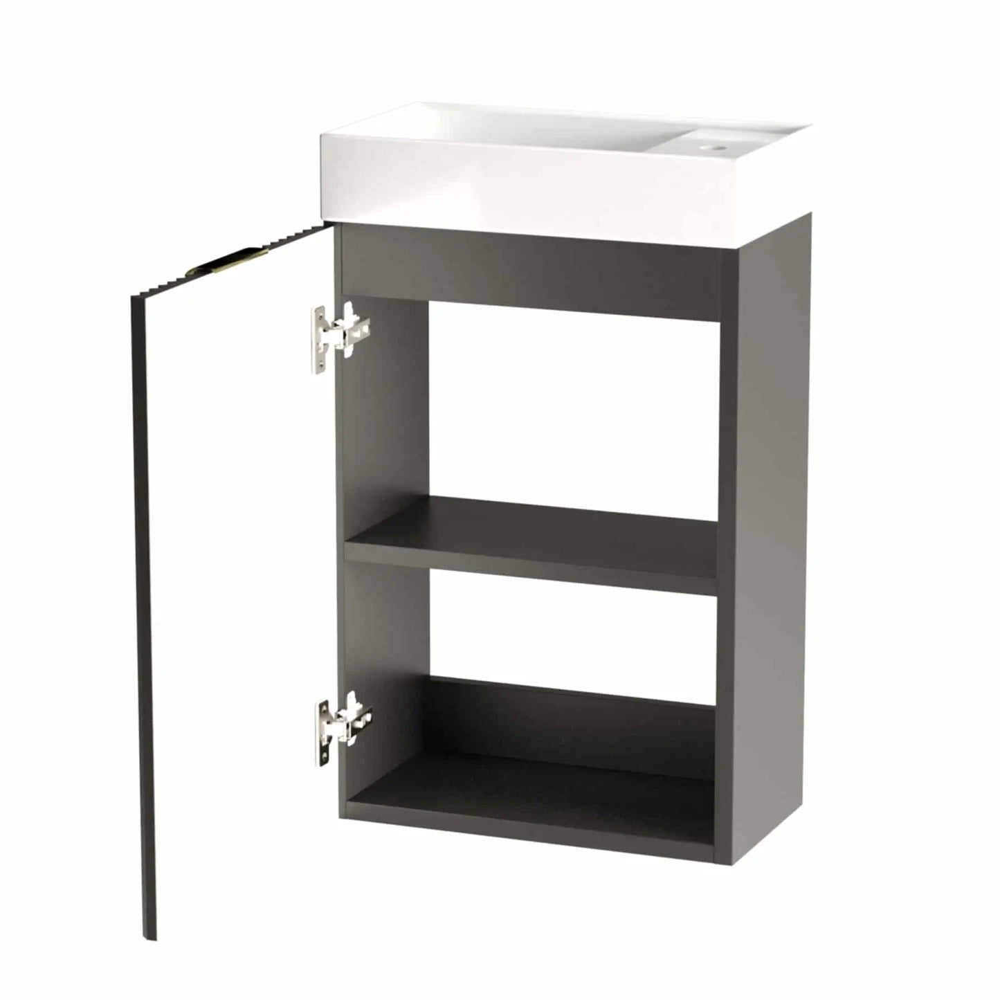 Dulap pentru lavoar 40 cm, cu chiuveta, 1 usa, fronturi canelate Willy - Negru