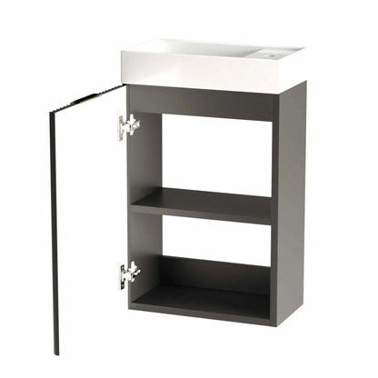 Dulap pentru lavoar 40 cm, cu chiuveta, 1 usa, fronturi canelate Willy - Negru